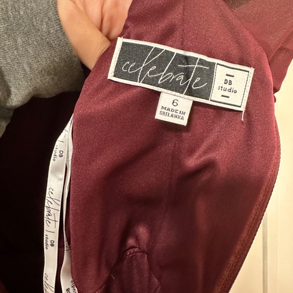 David’s Bridal chiffon junior bridesmaid dress, wine - Picture 5 of 7